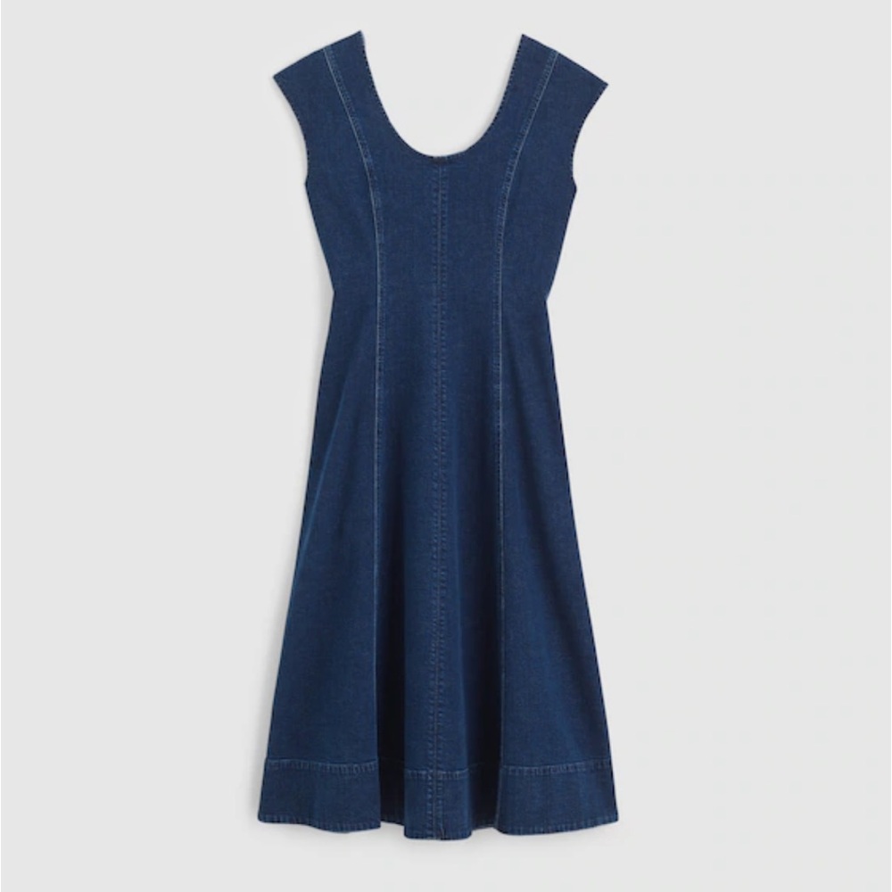 Madewell Denim Seamed Scoopneck Midi Dress. Palmerton wash. Size 6. NWT - Picture 6 of 8